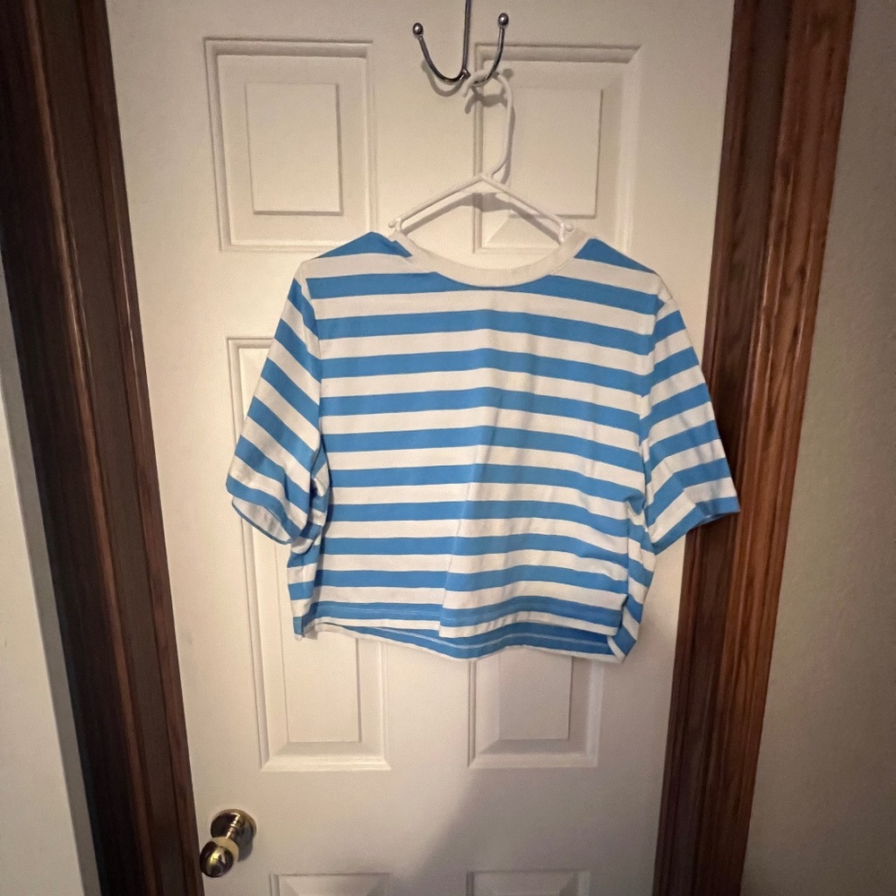 Blue stripe crop top